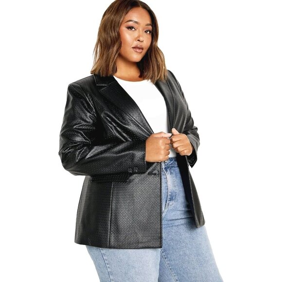 Women's Fallon Pu Jacket Faux Leather Black Women's Size US 16 - Picture 1 of 12